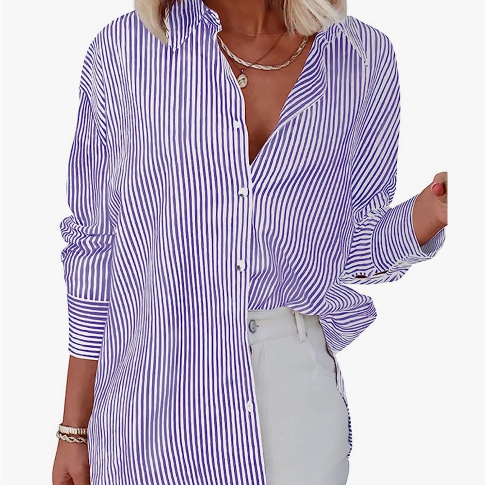 Diosun, long sleeve, purple striped shirt, size XXL, brand new still in package